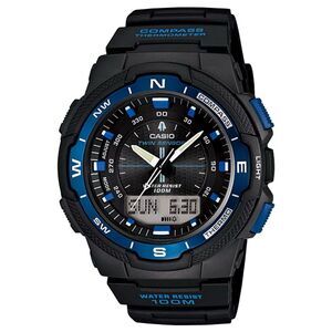 Casio Men's Twin Sensor Digital Black and Blue Compass Watch - SGW-500H-2BV